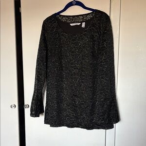Isaac Mizrahi Black and Gold Long Sleeve Top